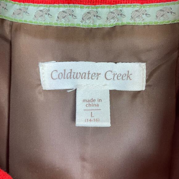 Coldwater Creek Bright Red Sleeveless Collared Button Front Woven Layering Vest - Picture 10 of 11